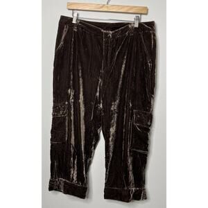 Metro 7 Brown Low Rise Crushed Velvet Carpenter Capri Pants Vintage Y2K Size 12